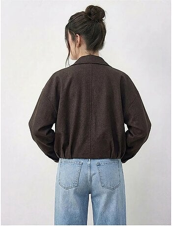 Casaco bomber oversized em ganga com cinto lucci