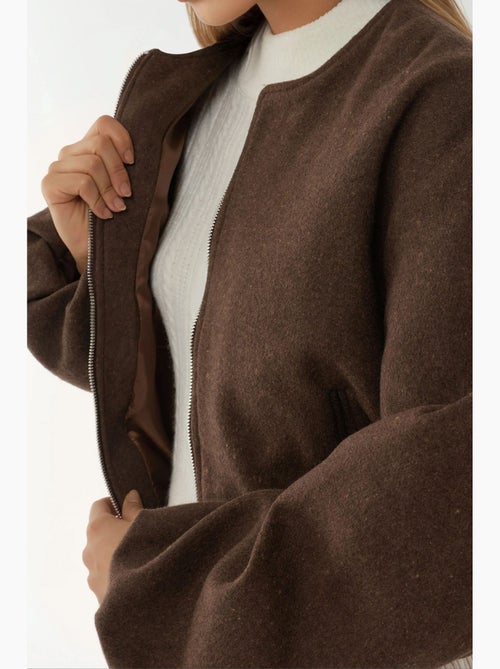 Casaco bomber oversized texturizado com fecho de correr integral hiccup - Kiabi