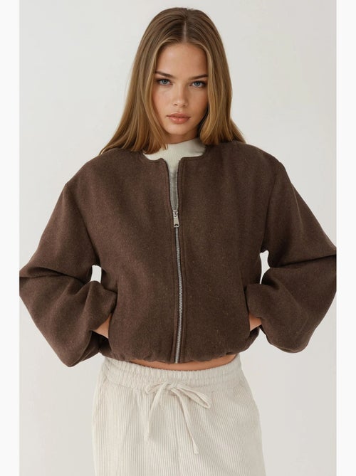 Casaco bomber oversized texturizado com fecho de correr integral hiccup - Kiabi