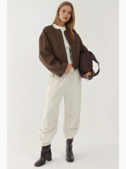 Casaco bomber oversized texturizado com fecho de correr integral hiccup - Kiabi