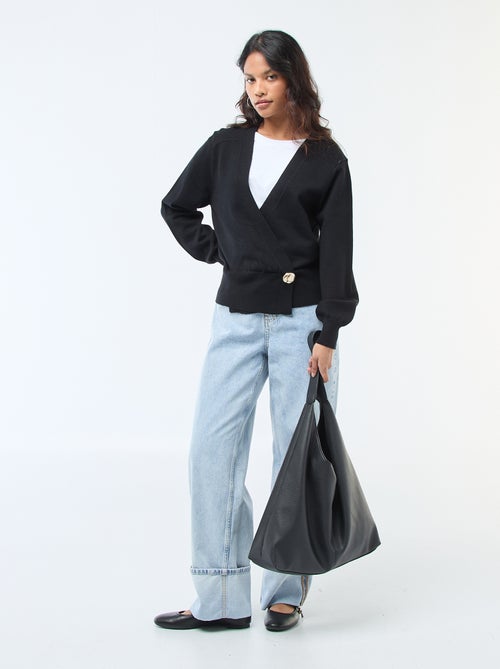 Casaco cache-cœur com botão dourado - Kiabi