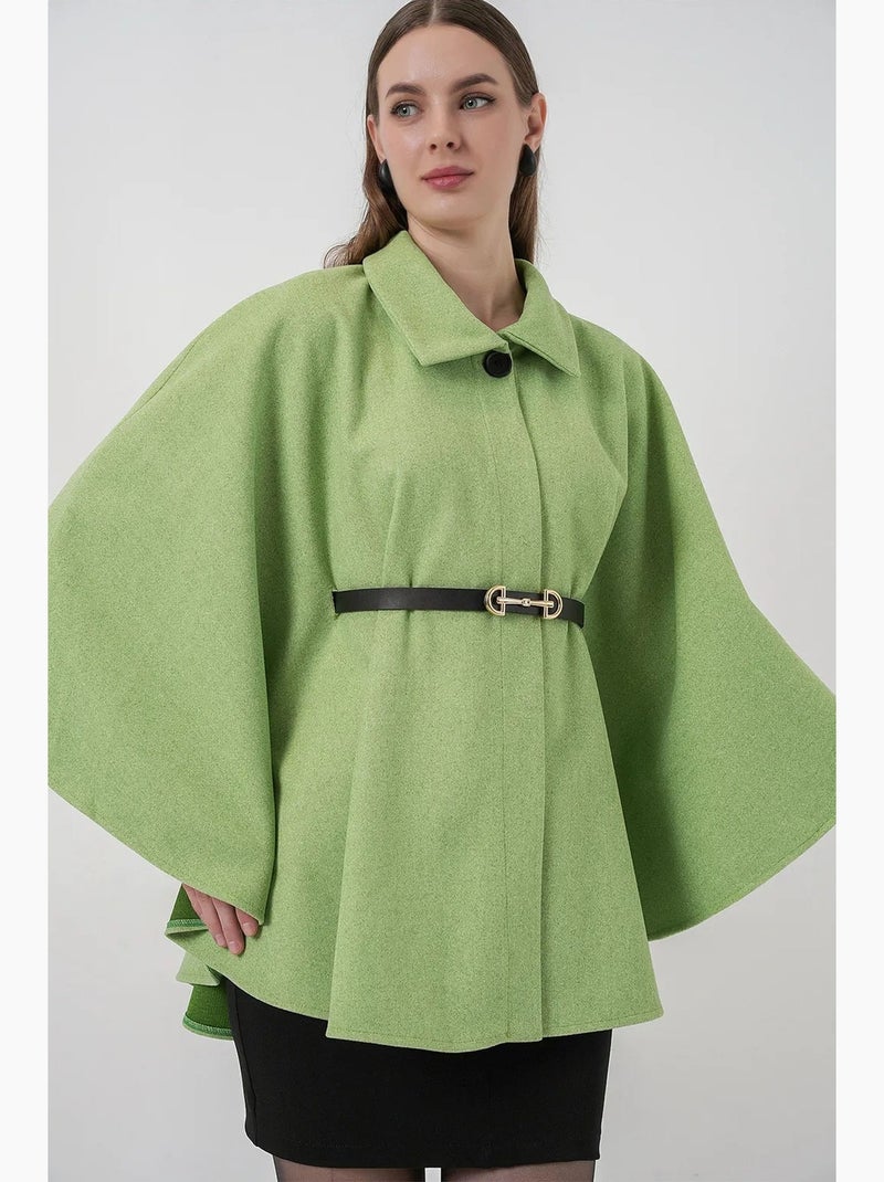 Casaco capa de tweed com cinto bdart Verde claro - Kiabi