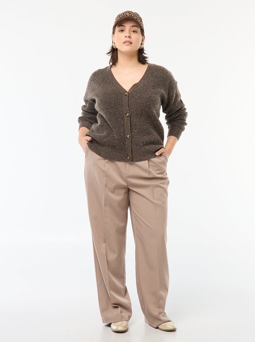 Casaco cardigan em malha nervurada - Kiabi