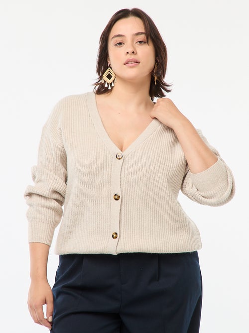 Casaco cardigan em malha nervurada - Kiabi