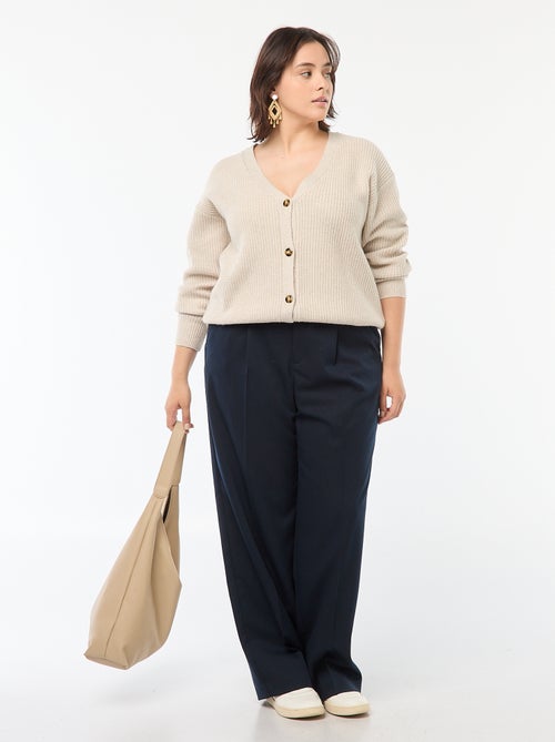 Casaco cardigan em malha nervurada - Kiabi