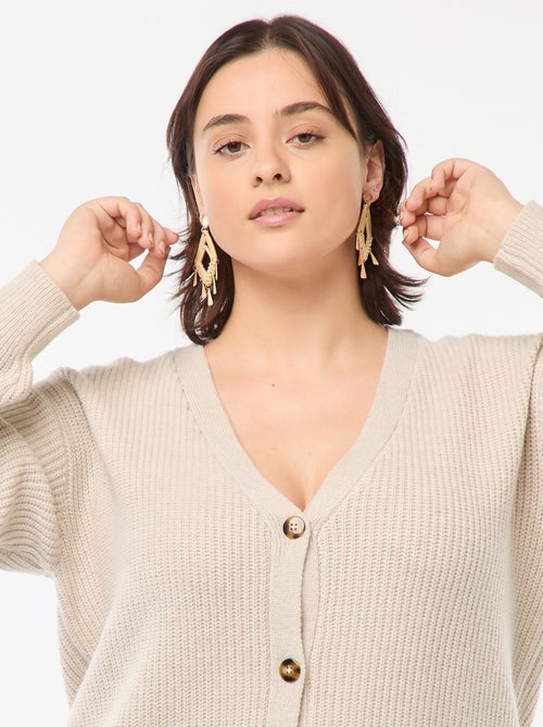 Casaco cardigan em malha nervurada - Kiabi