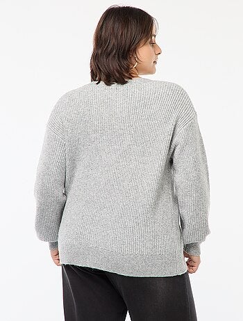 Casaco cardigan em malha nervurada