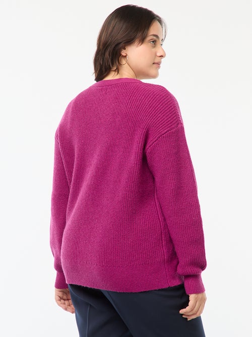 Casaco cardigan em malha nervurada - Kiabi