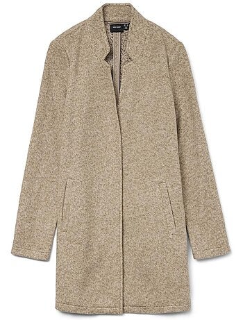 Casaco de Lã Bege Vero Moda Brushedkatrine para Mulher
