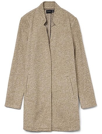 Casaco de Lã Bege Vero Moda Brushedkatrine para Mulher