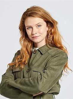 Casaco cintado em camurça sintética - Kiabi