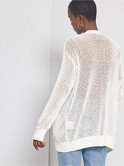 Casaco com abas em croché - Kiabi