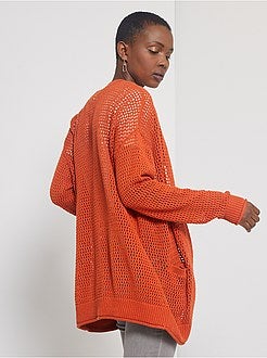 Casaco com abas em croché - Kiabi