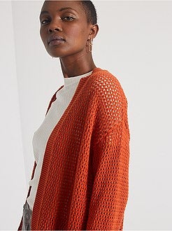 Casaco com abas em croché - Kiabi