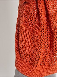 Casaco com abas em croché - Kiabi