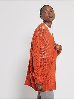 Casaco com abas em croché - Kiabi