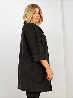 Casaco com aspeto de camurça com gola larga - Kiabi