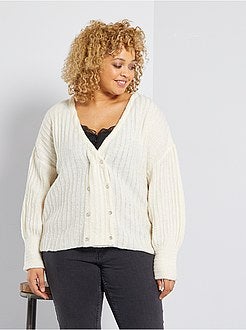 Casaco com botões cruzados em malha de fantasia - Kiabi