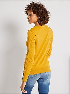 Casaco com botões em malha fina - Kiabi