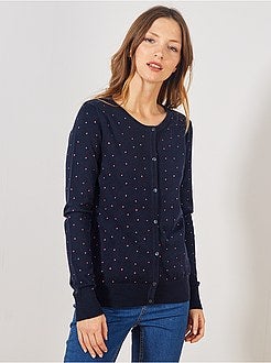 Casaco com botões em malha fina - Kiabi