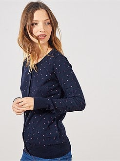 Casaco com botões em malha fina - Kiabi