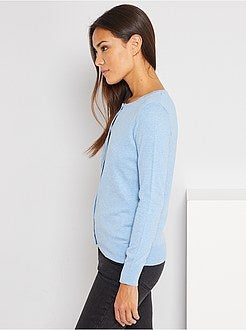 Casaco com botões em malha fina - Kiabi