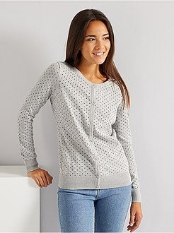 Casaco com botões em malha fina - Kiabi