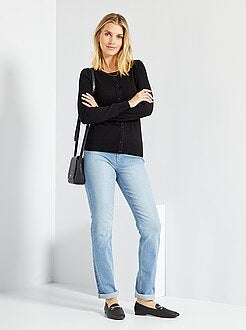 Casaco com botões em malha fina - Kiabi