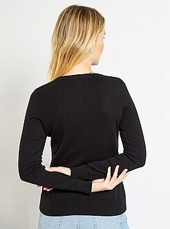 Casaco com botões em malha fina - Kiabi