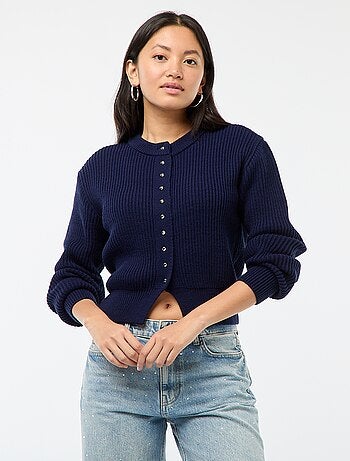 Casaco com botões em malha grossa