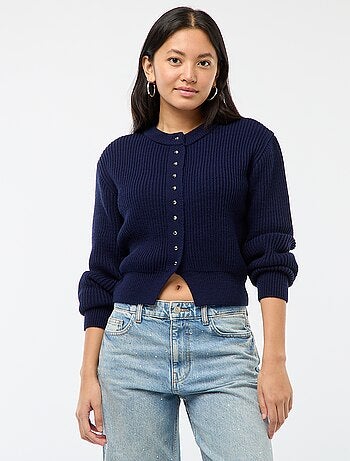 Casaco com botões em malha grossa