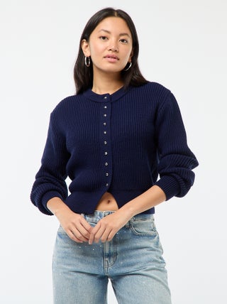 Casaco com botões em malha grossa