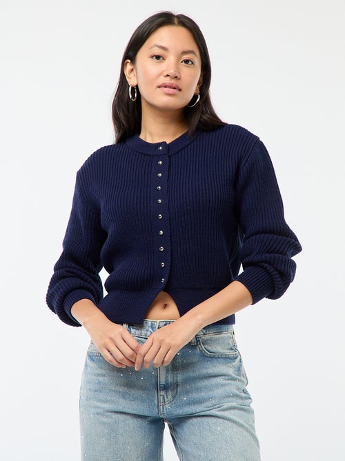 Casaco com botões em malha grossa - Kiabi