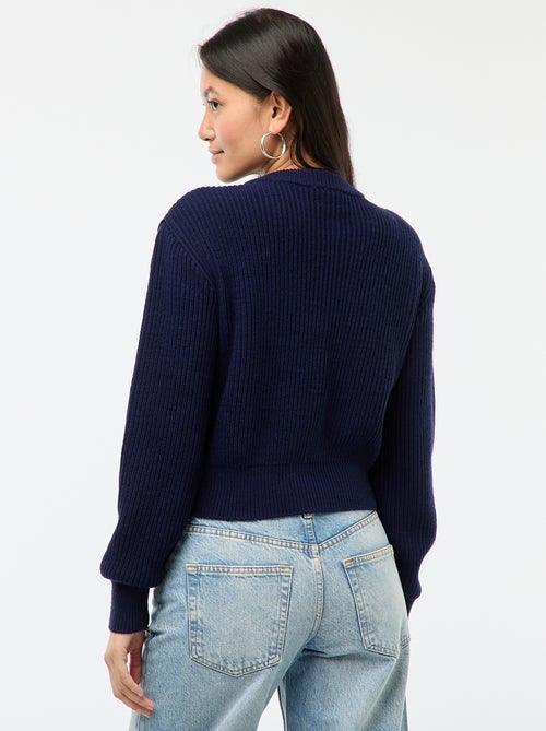 Casaco com botões em malha grossa - Kiabi