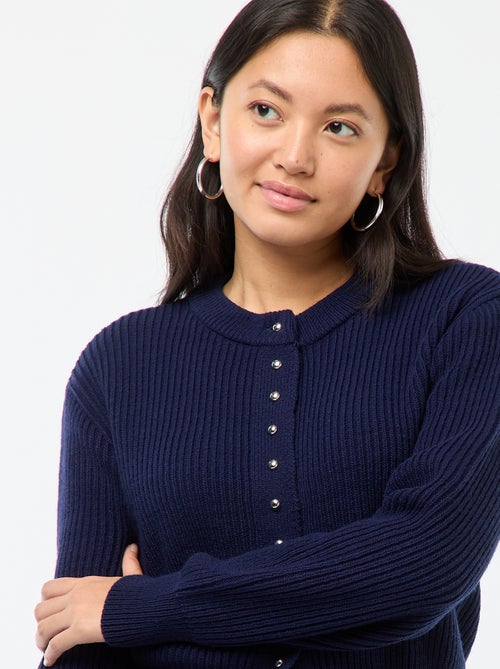 Casaco com botões em malha grossa - Kiabi