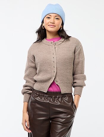 Casaco com botões em malha grossa