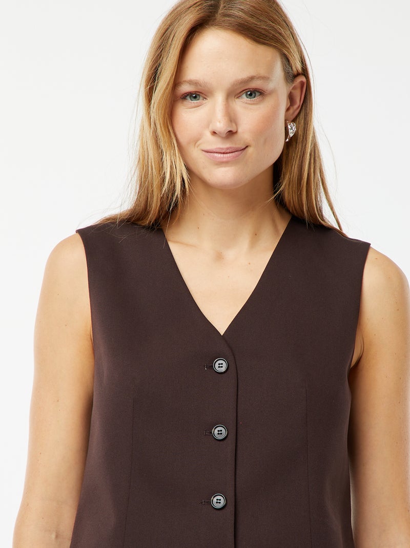 Casaco com botões sem manga Castanho - Kiabi