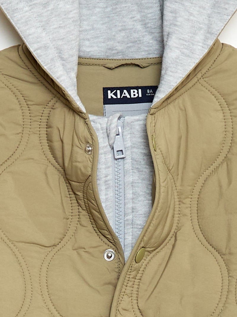 Casaco com capuz acolchoado Verde - Kiabi