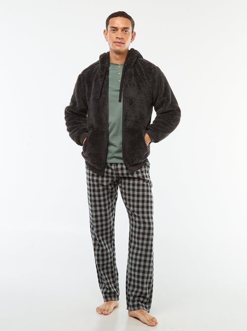 Casaco com capuz e fecho de correr em malha pelúcia - Kiabi