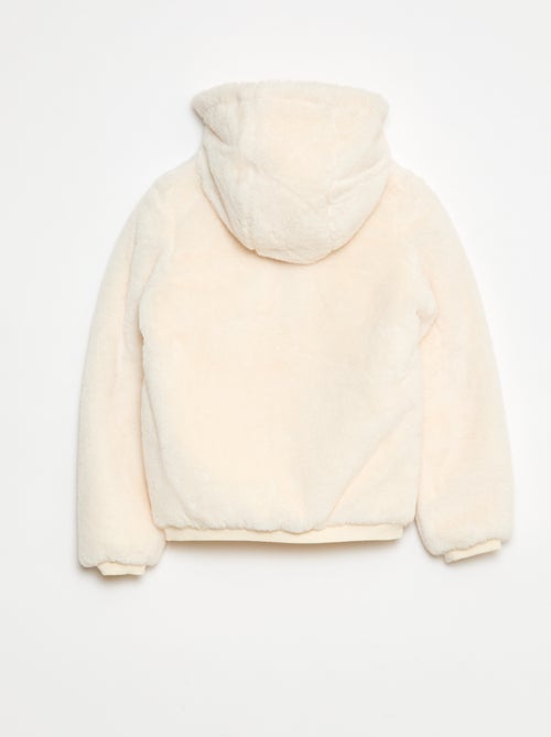 Casaco com capuz e fecho de correr em pelo sintético - Kiabi