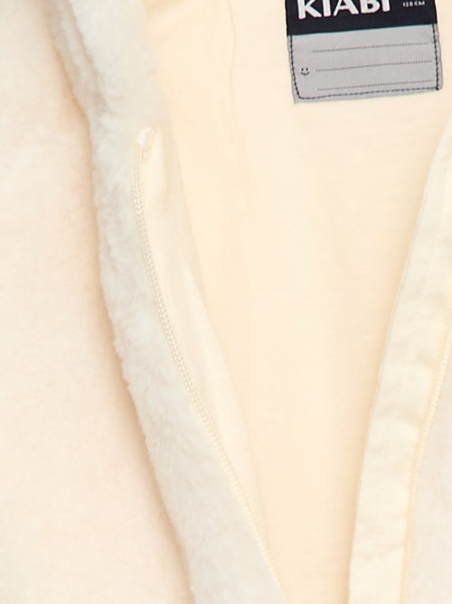 Casaco com capuz e fecho de correr em pelo sintético - Kiabi