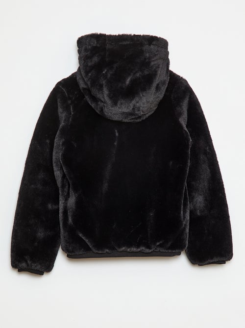 Casaco com Capuz e Fecho de Zíper em Pelo Sintético - Kiabi