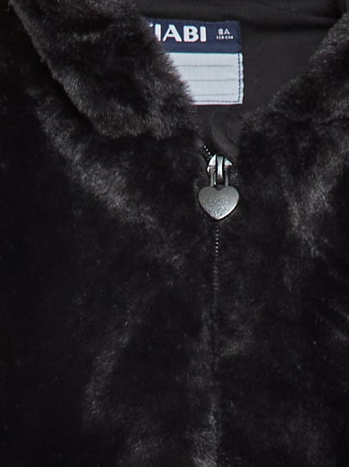 Casaco com Capuz e Fecho de Zíper em Pelo Sintético - Kiabi