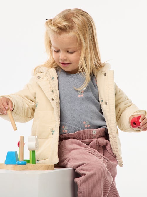 Casaco com capuz em veludo - Kiabi