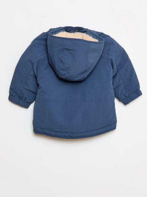 Casaco com capuz forrado a imitação de pele - Kiabi