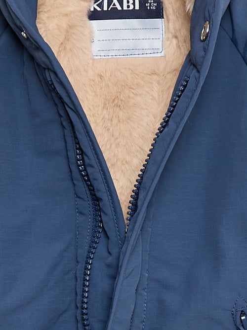 Casaco com capuz forrado a imitação de pele - Kiabi