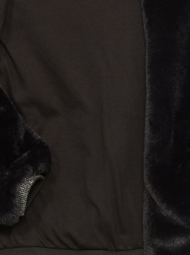 Casaco com efeito de pelo Preto - Kiabi