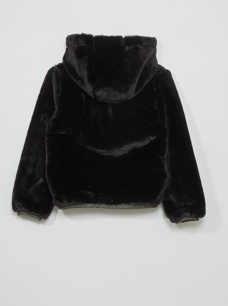 Casaco com efeito de pelo Preto - Kiabi