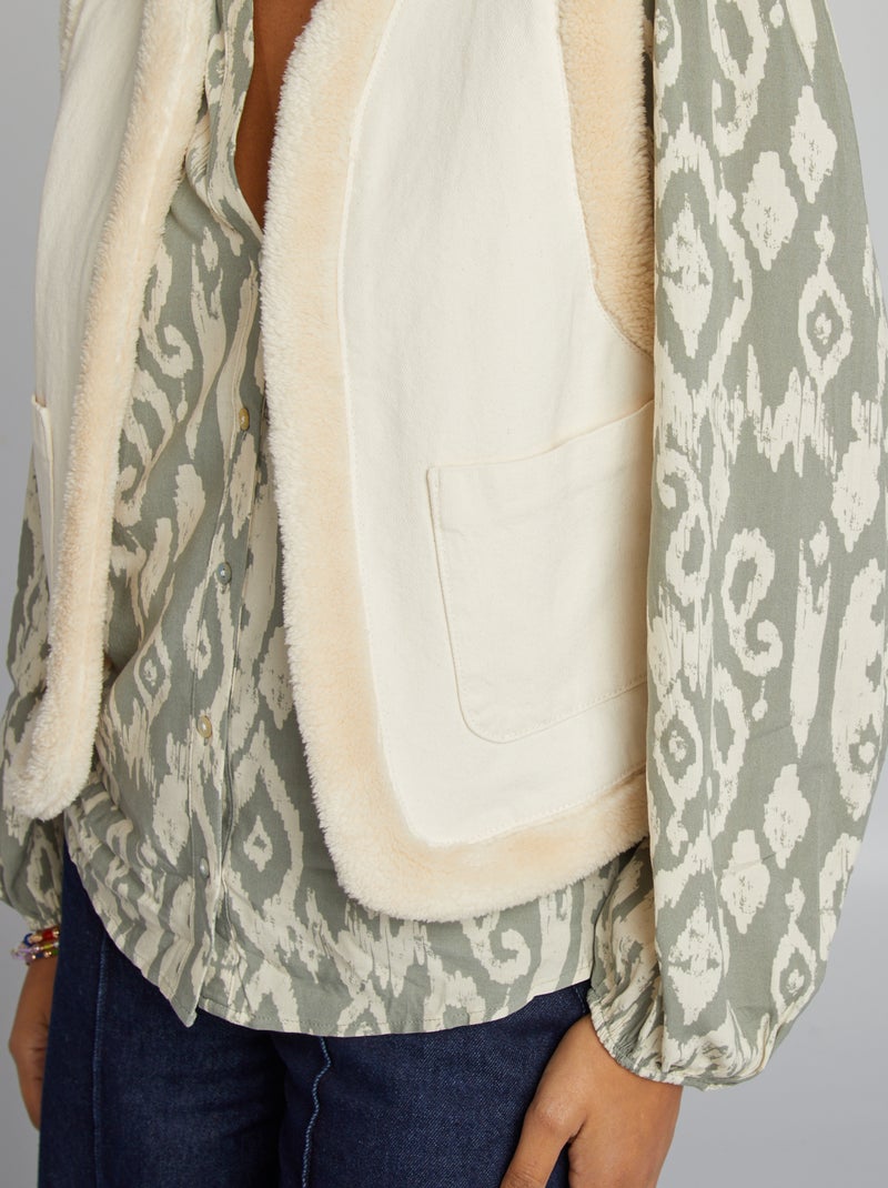 Casaco com efeito pelo de ovelha BRANCO - Kiabi