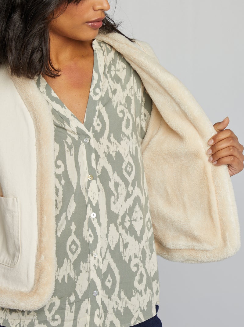 Casaco com efeito pelo de ovelha BRANCO - Kiabi